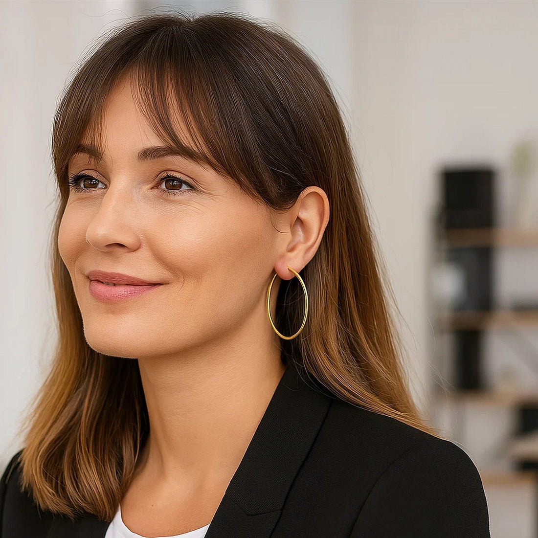 Boucles d'oreilles créoles polies en or jaune 14 carats (2 x 55 mm)