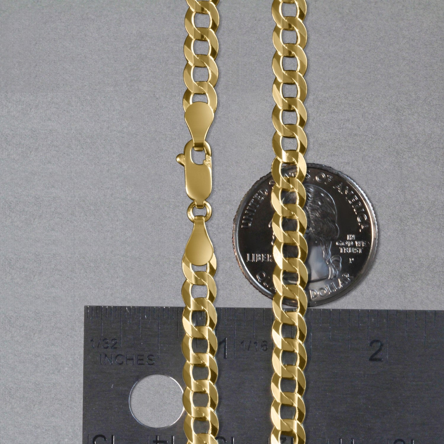 14k Yellow Gold Solid Curb Chain (5.70 mm)