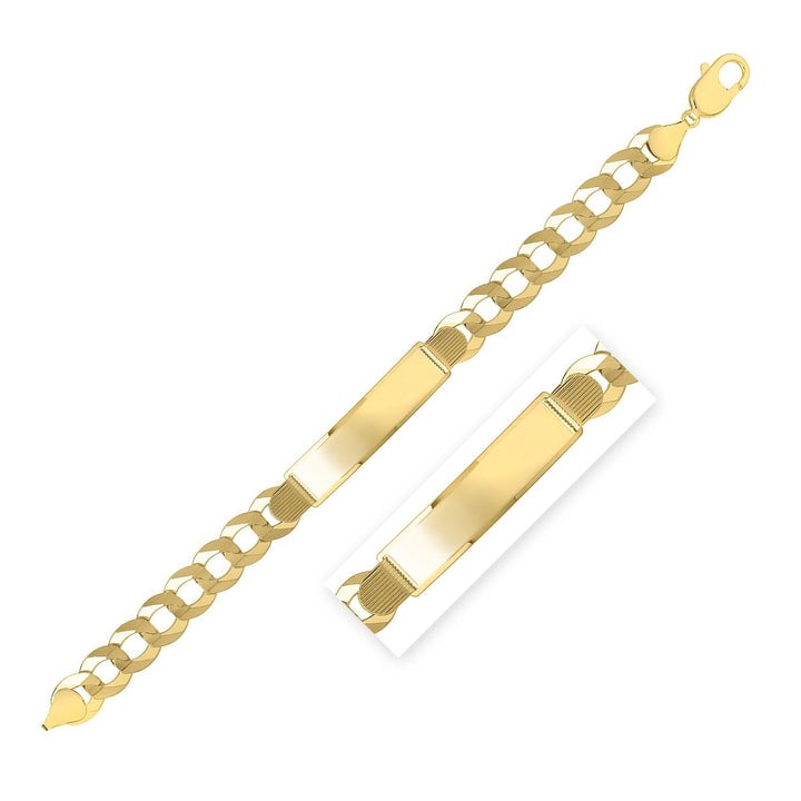 14k Yellow Gold 8 1/2 inch Mens Wide Curb Chain ID Bracelet (10.00 mm)