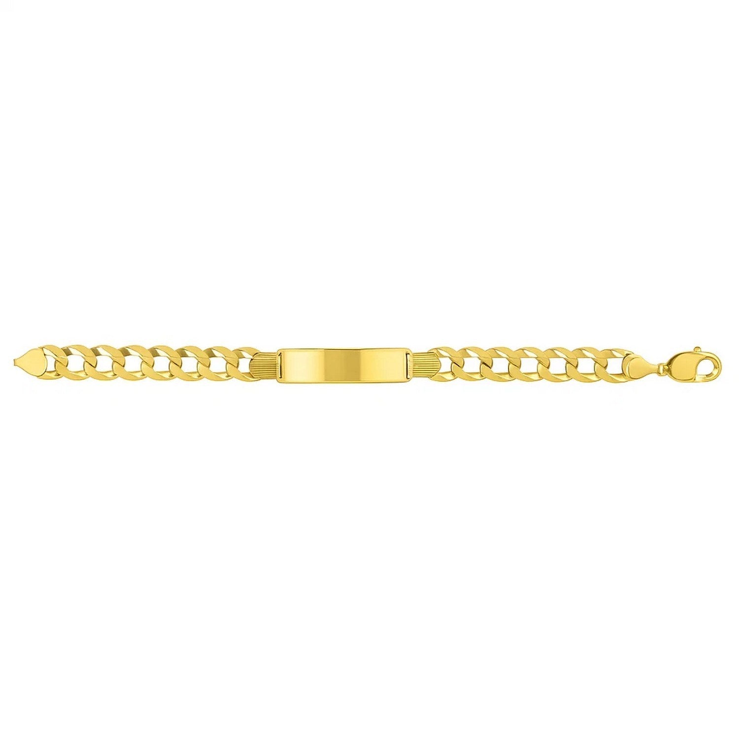 14k Yellow Gold 8 1/2 inch Mens Wide Curb Chain ID Bracelet (10.00 mm)