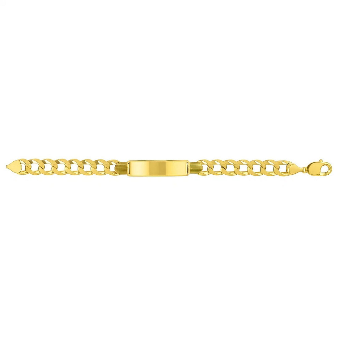 14k Yellow Gold 8 1/2 inch Mens Wide Curb Chain ID Bracelet (10.00 mm)