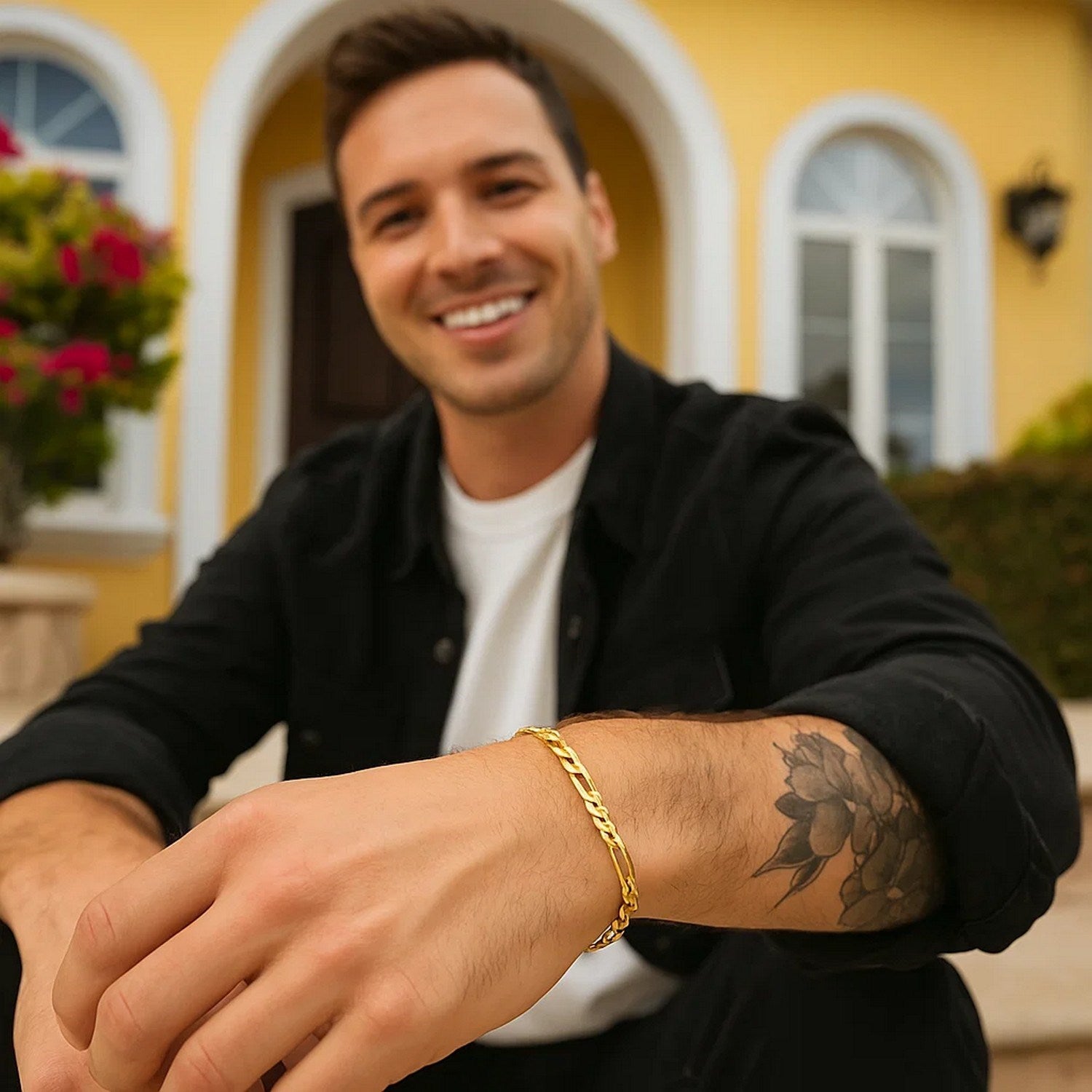 14k Yellow Gold Solid Figaro Bracelet (6.00 mm)