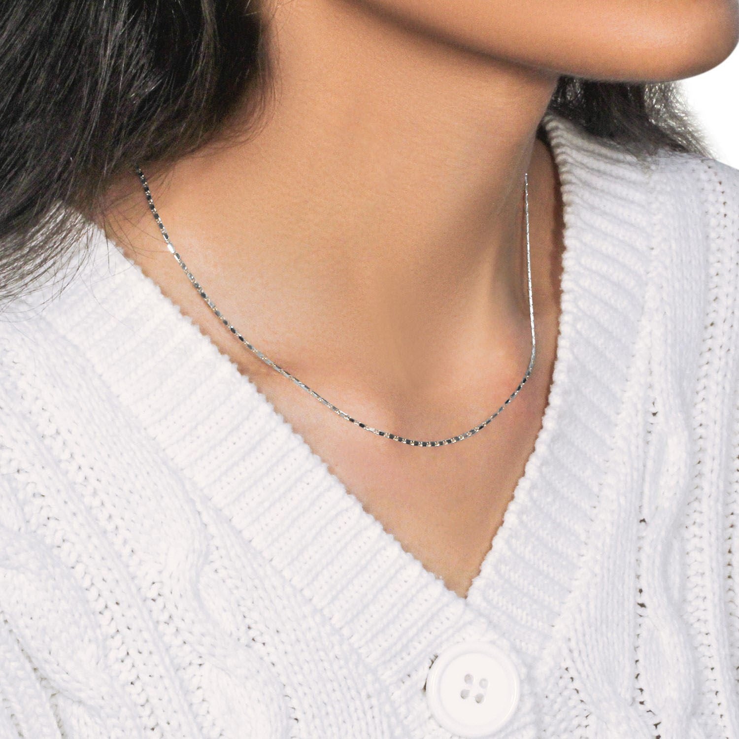 14k witgouden Lumina hangerketting (1,00 mm)