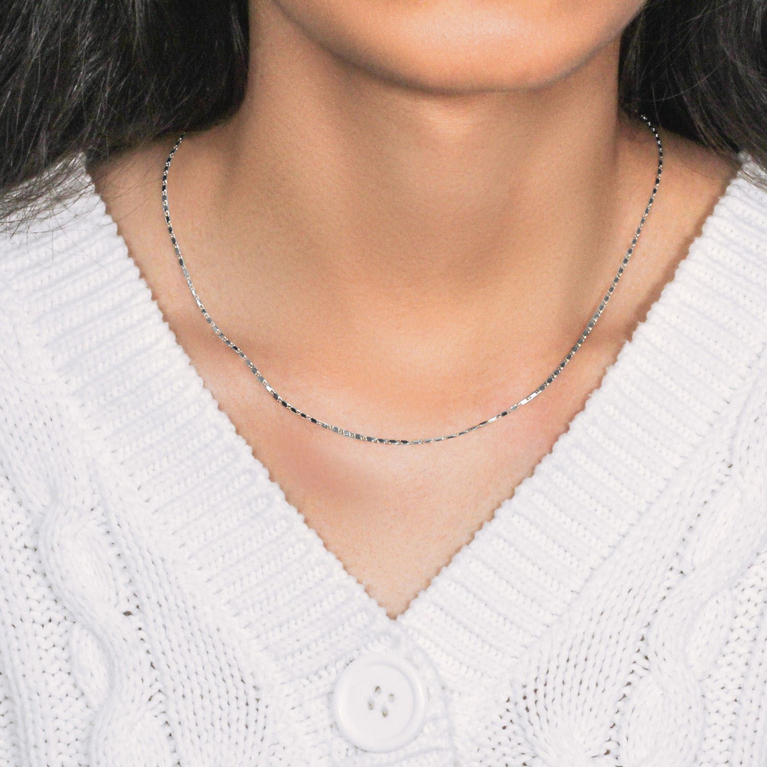 14k witgouden Lumina hangerketting (1,00 mm)