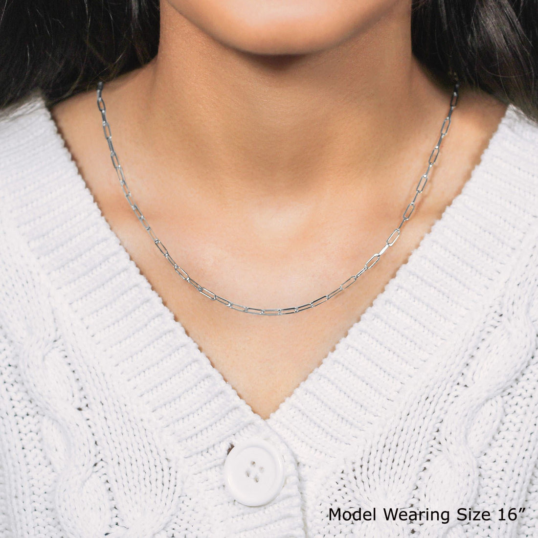 14K witgouden paperclipketting (2,50 mm)