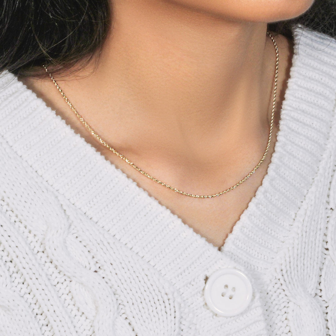 10k geelgouden ketting met massief diamantgeslepen ketting (1,40 mm)