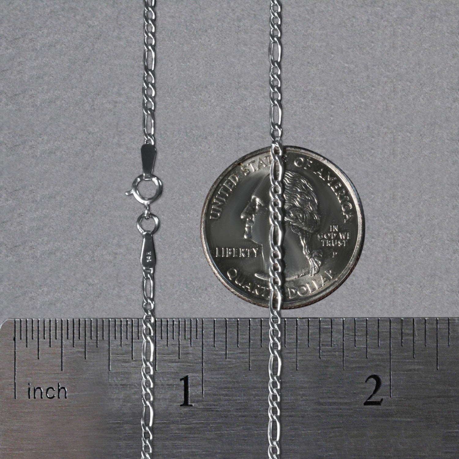 Chaîne Figaro en or blanc massif 14 carats (1,90 mm)