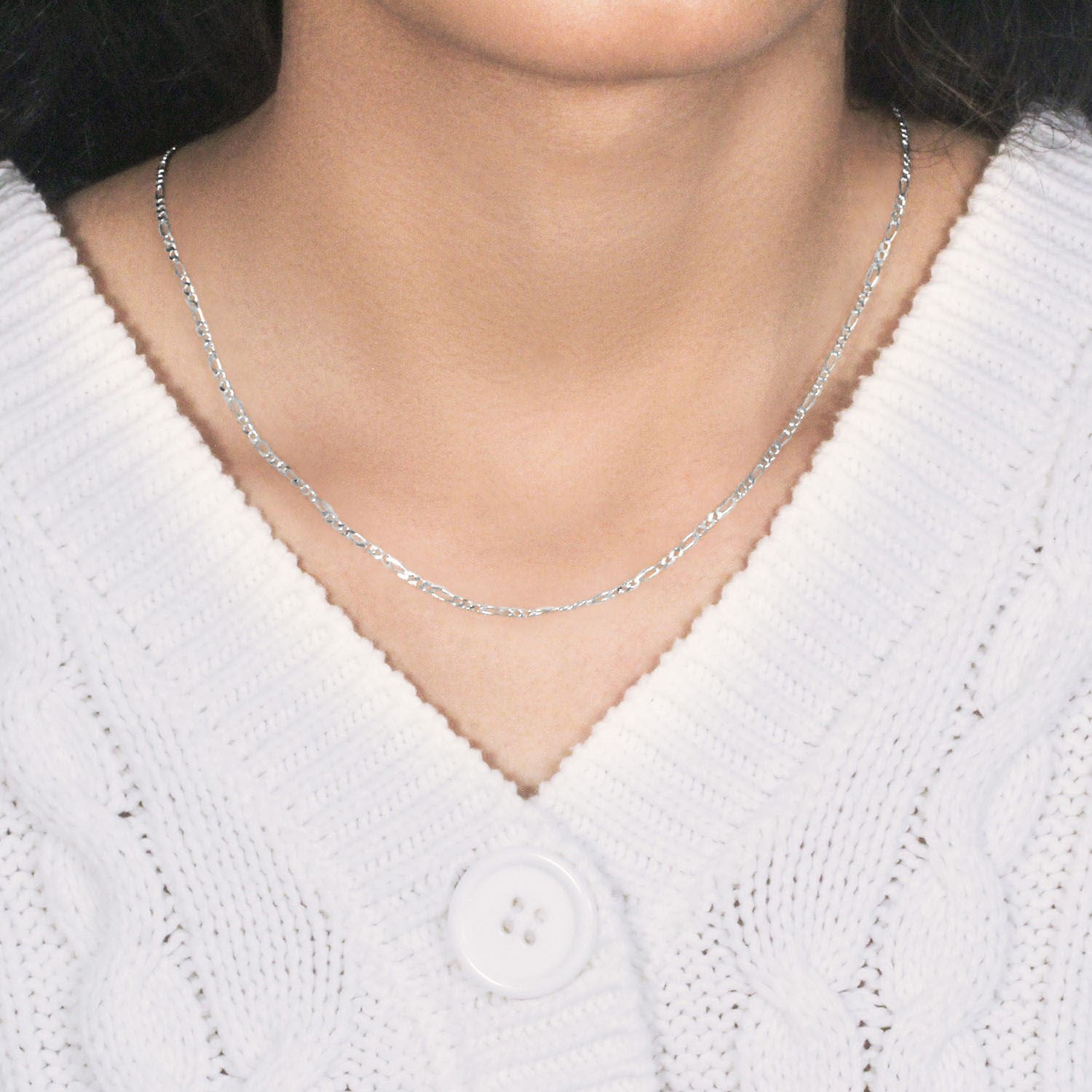 Chaîne Figaro en or blanc massif 14 carats (1,90 mm)