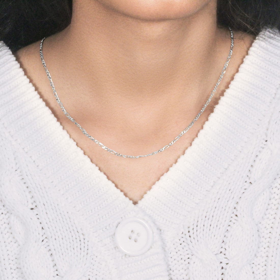 Chaîne Figaro en or blanc massif 14 carats (1,90 mm)