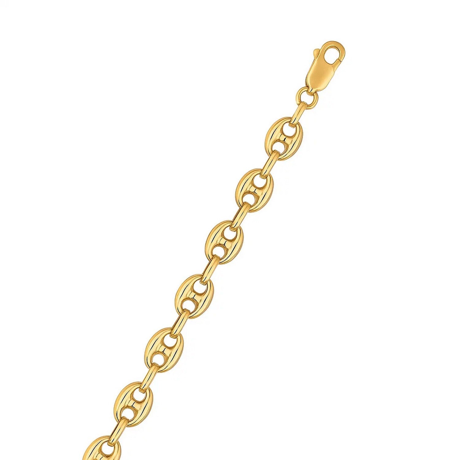 14k Yellow Gold Puffed Mariner Link Bracelet (6.80 mm)