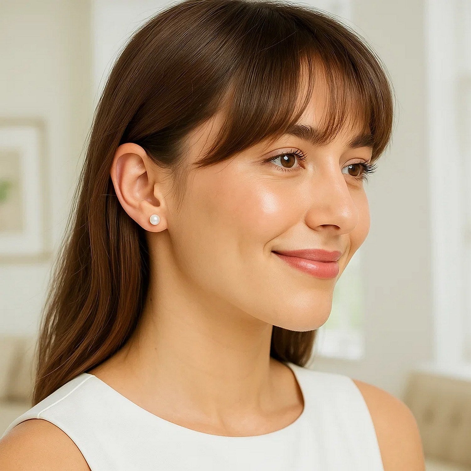 14k geelgouden zoetwaterparel oorbellen (6 mm)