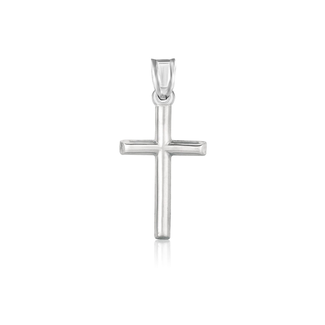 Pendentif croix en or blanc 14 carats poli miroir