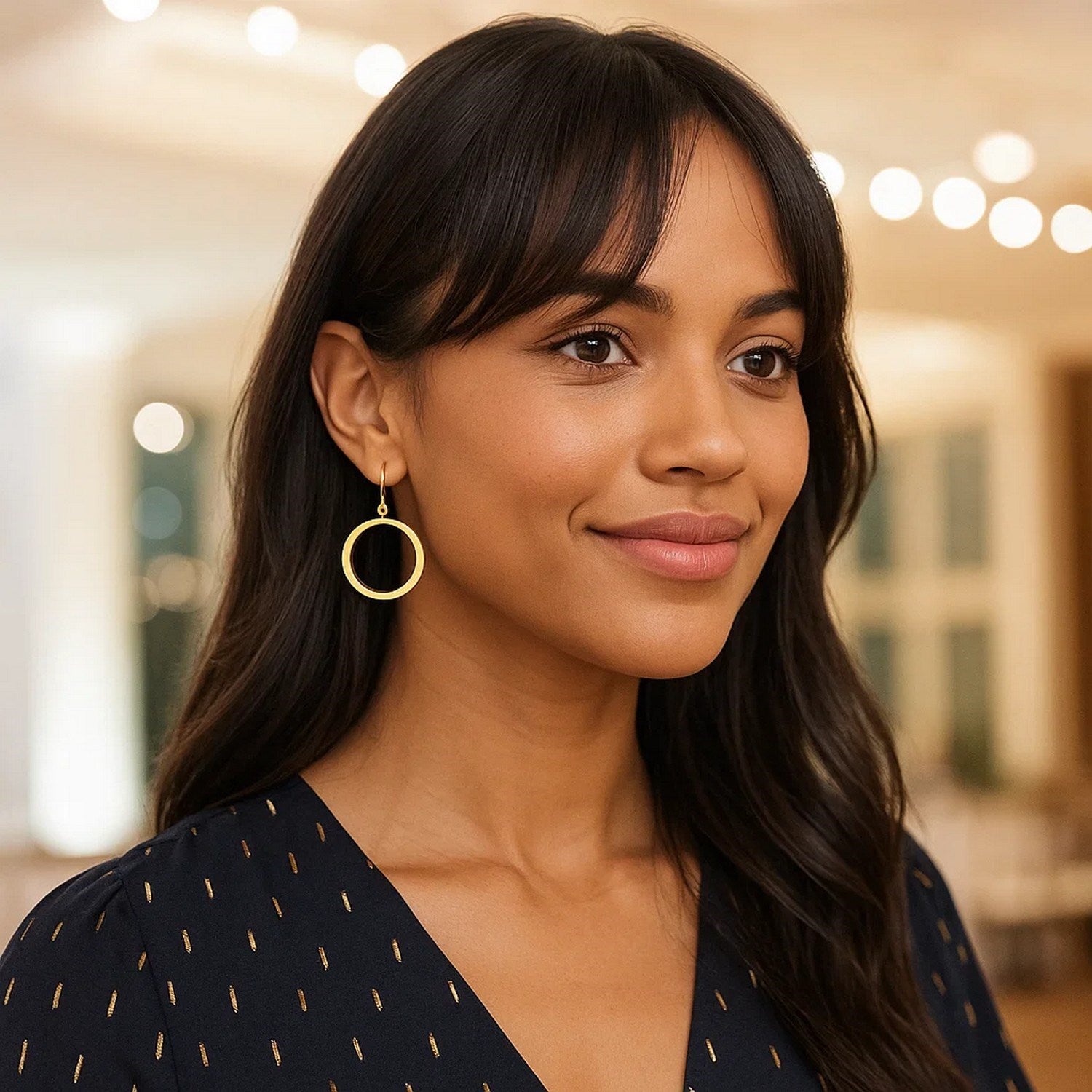 14k geelgouden platte open buisvormige ronde oorbellen