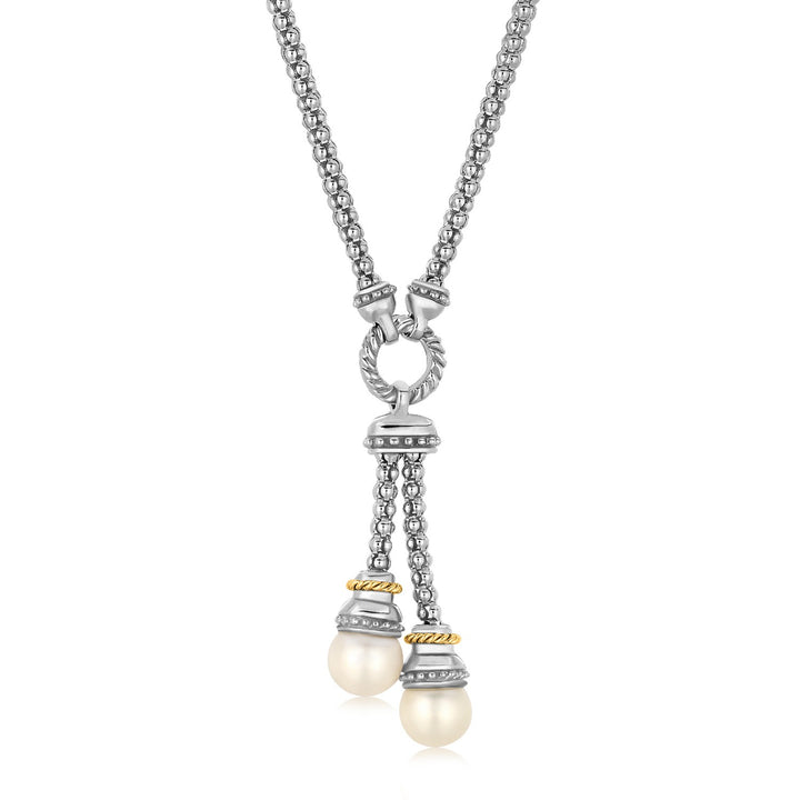 Collier style popcorn en or jaune 18 carats et argent sterling avec accents de perles