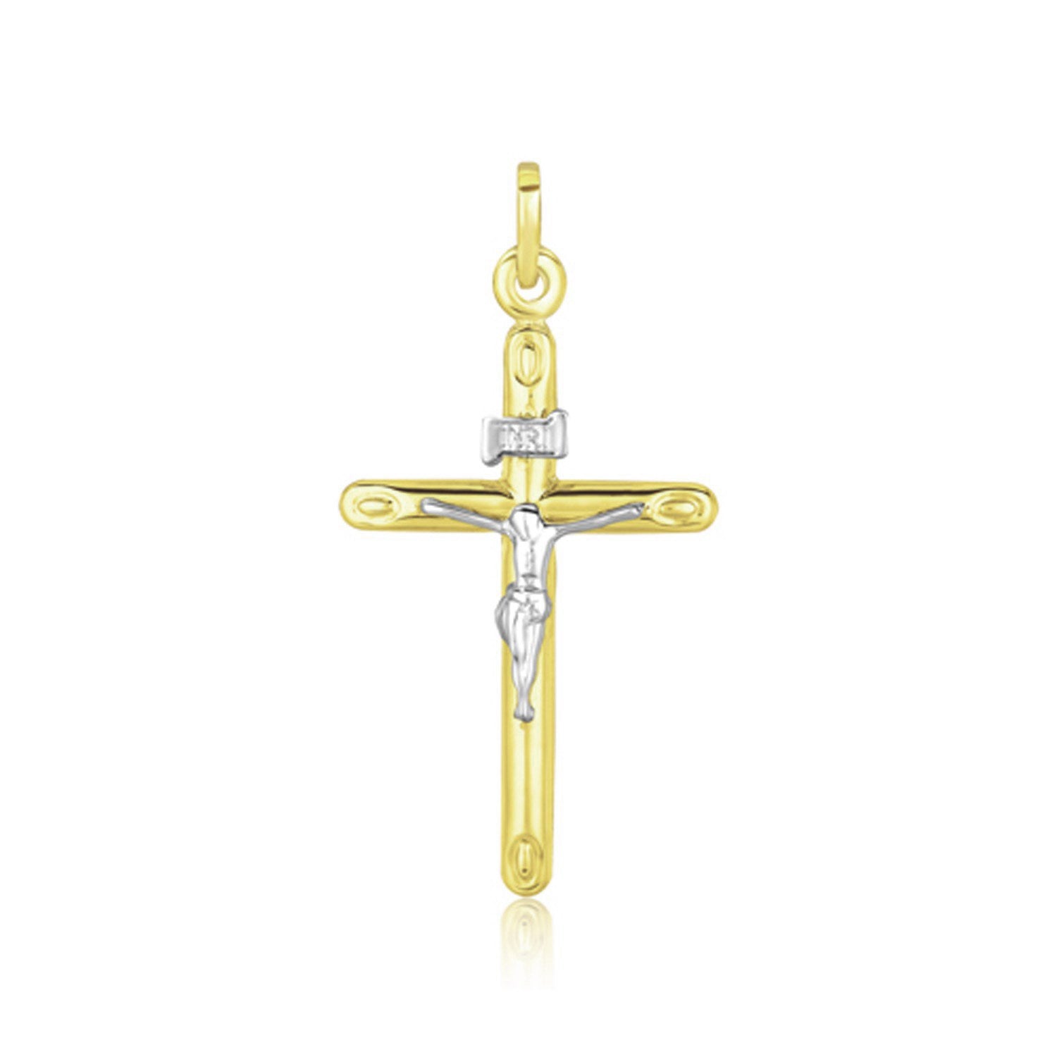 Pendentif croix en or bicolore 14 carats