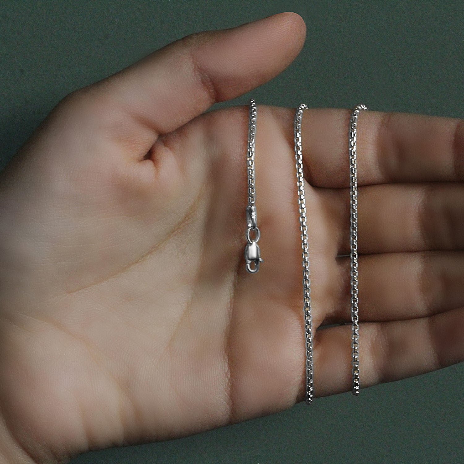 Chaîne à maillons ronds en or blanc 14 carats (1,8 mm)