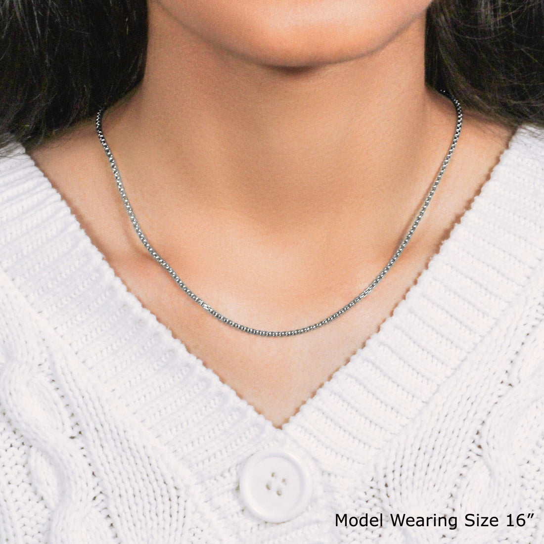 Chaîne à maillons ronds en or blanc 14 carats (1,8 mm)