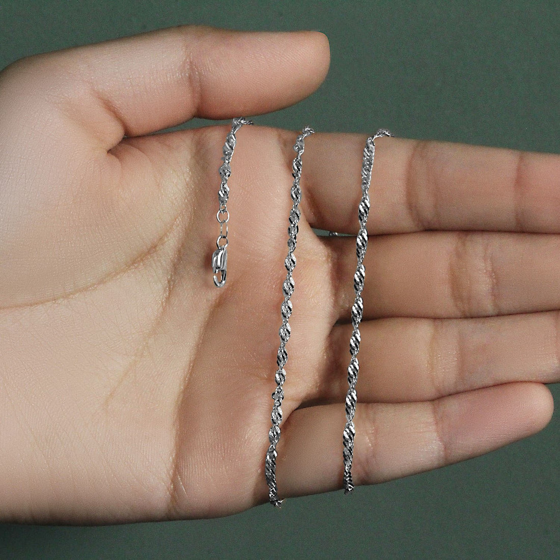 Chaîne Singapour en or blanc 14 carats (2,10 mm)