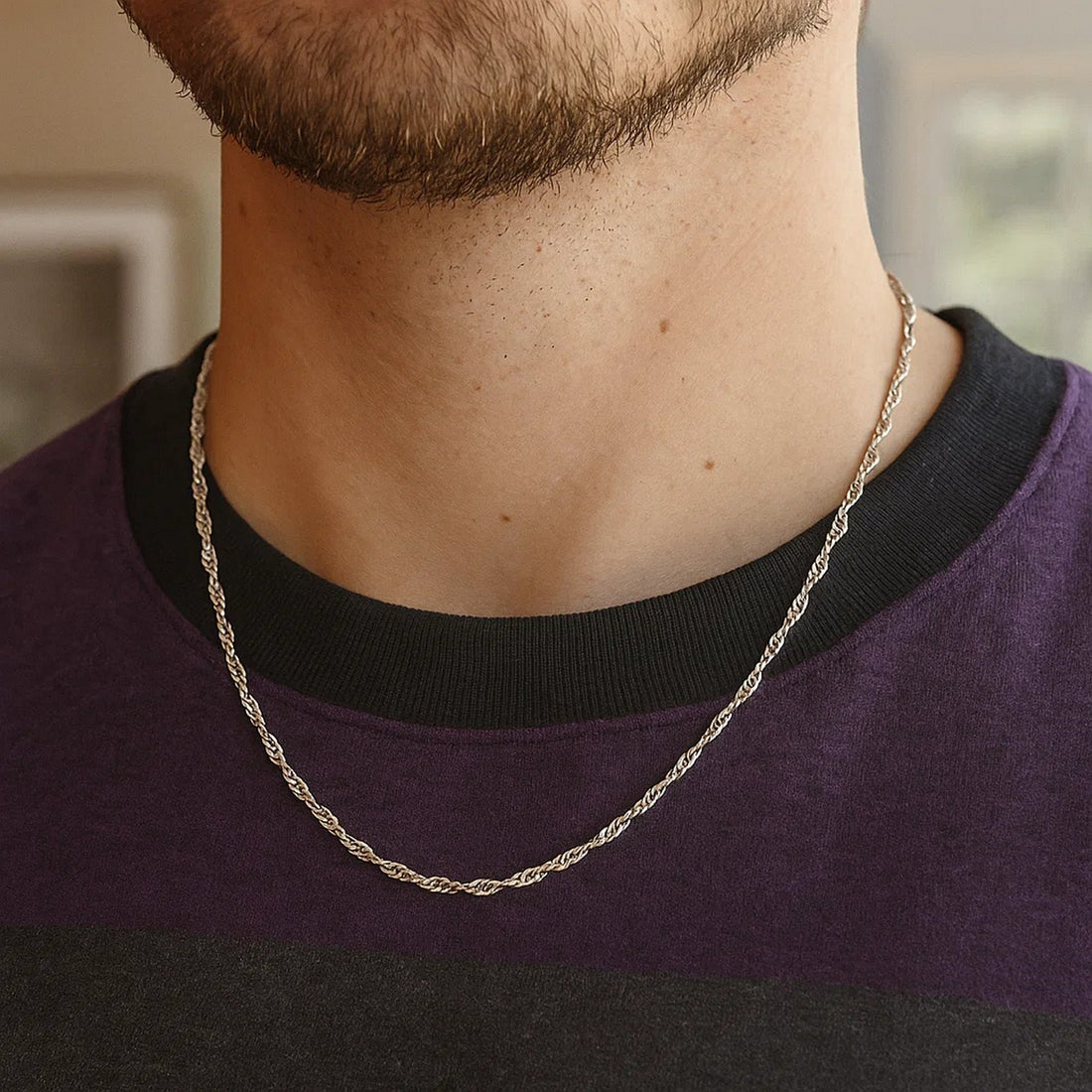 Chaîne Singapour en or blanc 14 carats (2,10 mm)