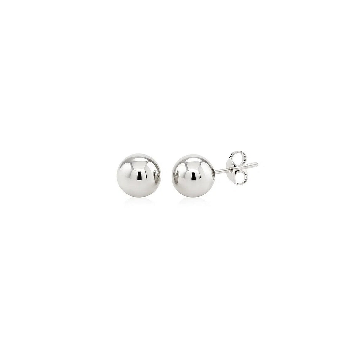 14k White Gold Classic Round Stud Earrings (6mm)