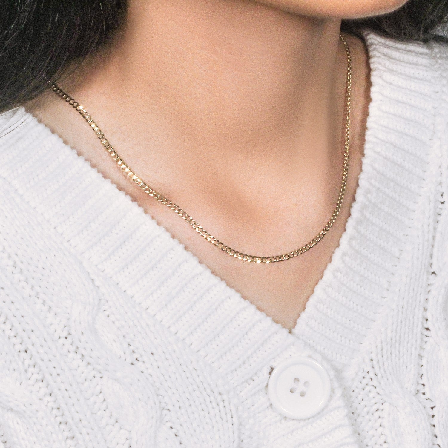 14k Yellow Gold Solid Curb Chain (2.60 mm)