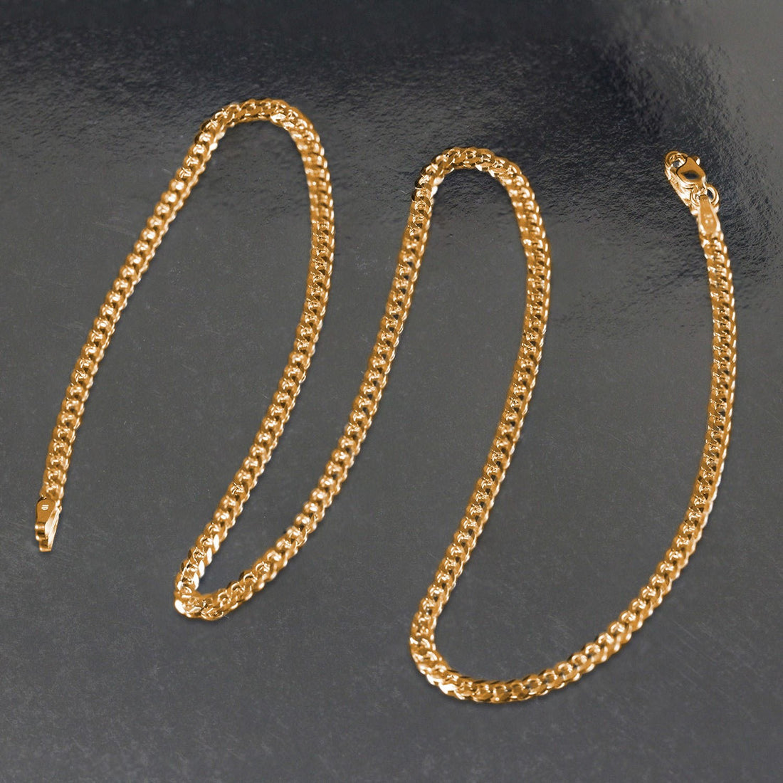 14k Yellow Gold Solid Curb Chain (2.60 mm)