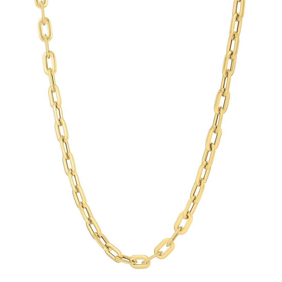 Oval Domed Paperclip Necklace in 14K Yellow Gold (5.30 mm)
