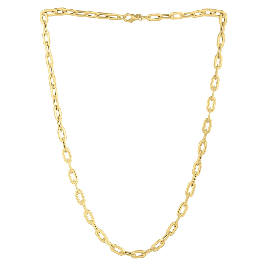 Oval Domed Paperclip Necklace in 14K Yellow Gold (5.30 mm)