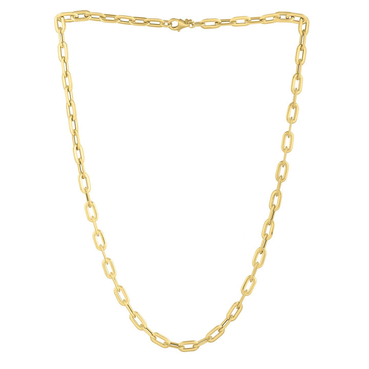 Oval Domed Paperclip Necklace in 14K Yellow Gold (5.30 mm)