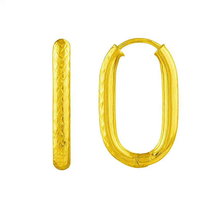 Endless Engraved Paperclip Hoop Earrings in 14K Yellow Gold