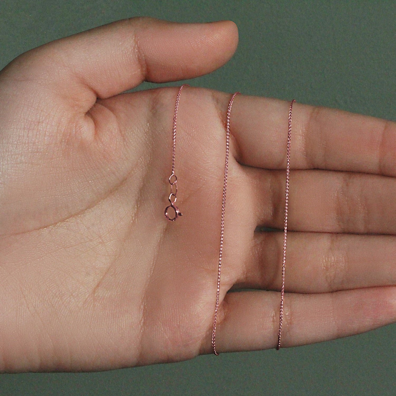 14k roségouden ronde tarweketting met diamantslijpsel (0,70 mm)