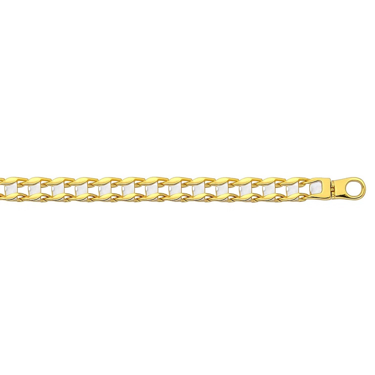 14k Two-Tone Gold Mens Bracelet with S Style Bar Links (7.85 mm)