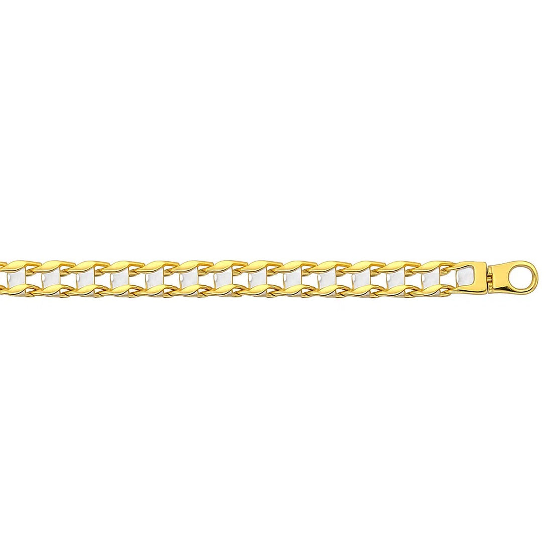 14k Two-Tone Gold Mens Bracelet with S Style Bar Links (7.85 mm)