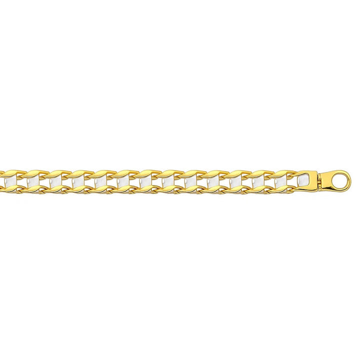 14k Two-Tone Gold Mens Bracelet with S Style Bar Links (7.85 mm)