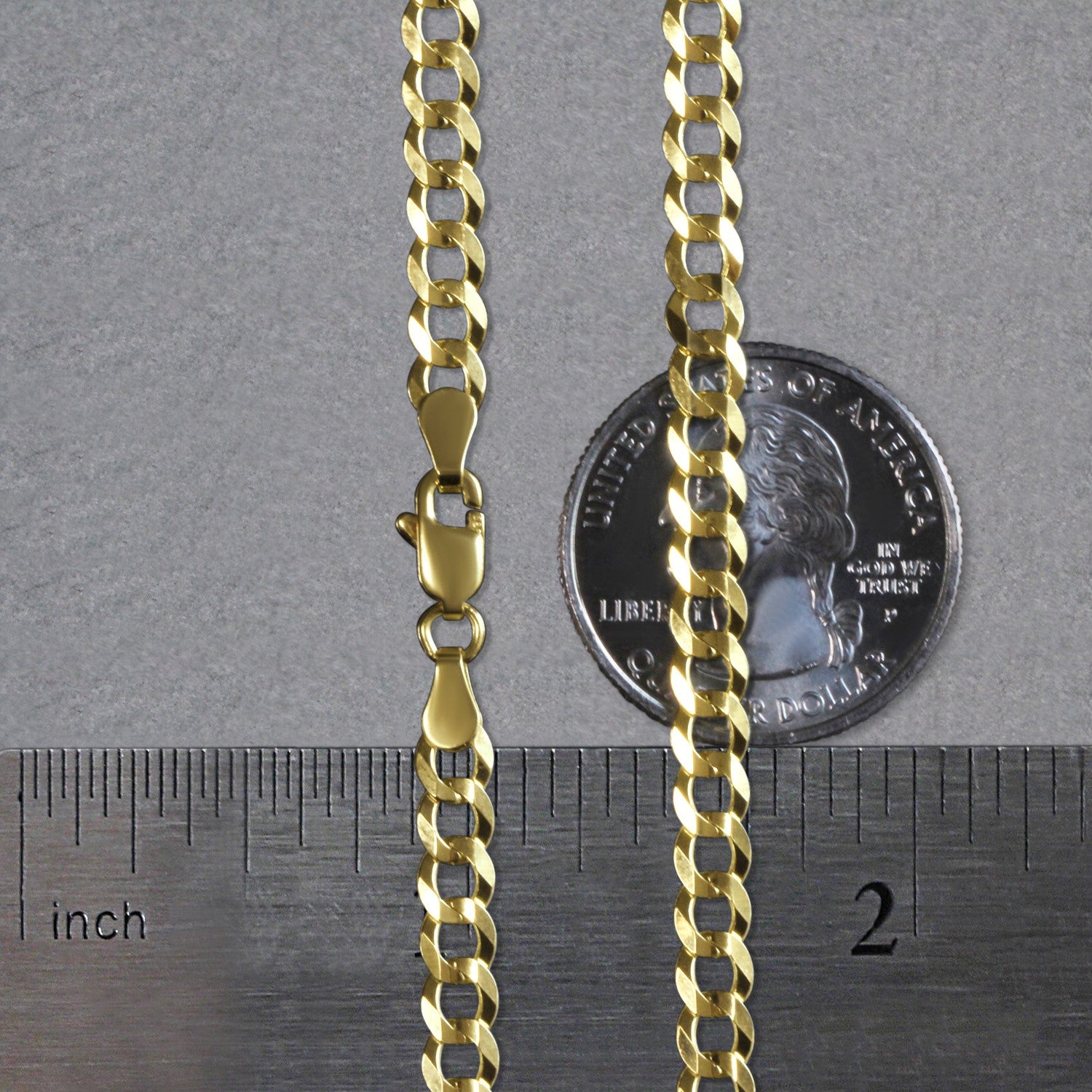 14k Yellow Gold Solid Curb Chain (4.70 mm)