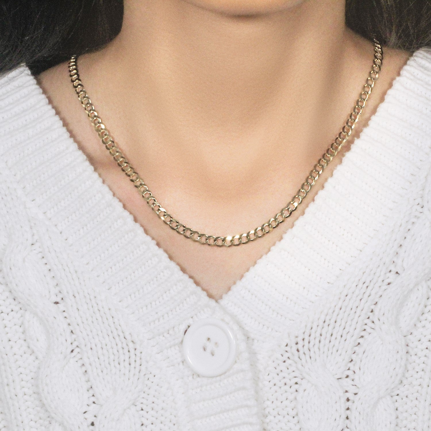 14k Yellow Gold Solid Curb Chain (4.70 mm)