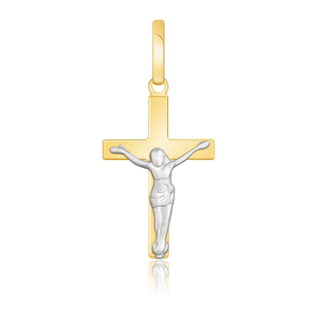 Pendentif en or bicolore 14 carats à motif crucifix