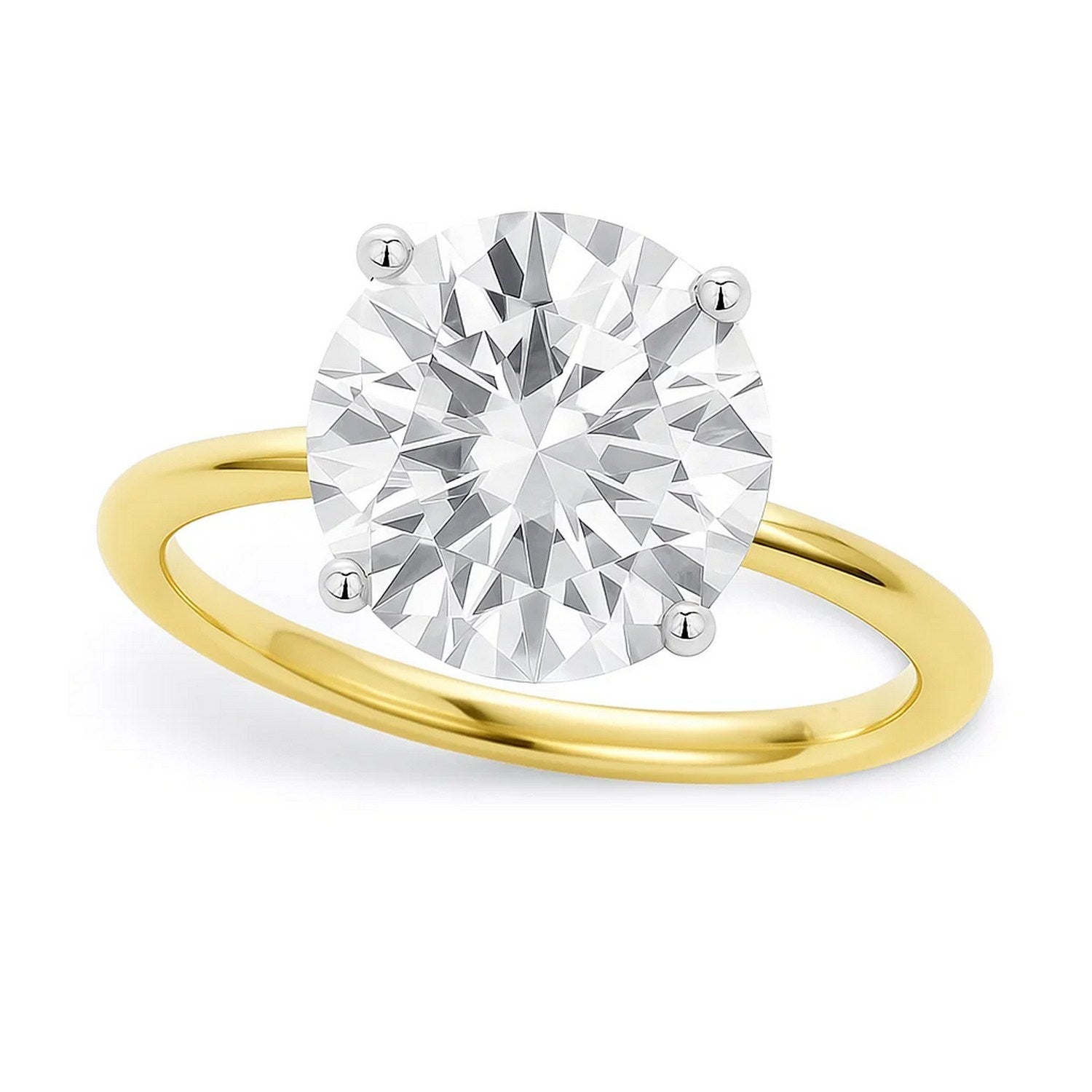 5 Carat Round Lab Grown IGI G/VS1 Diamond Solitaire Ring in 10K Yellow Gold