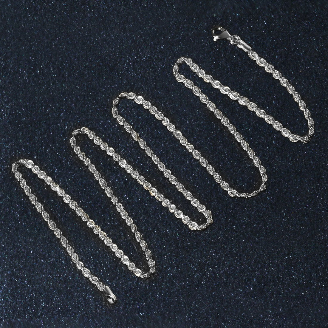 Chaîne corde en or blanc massif 14 carats à facettes diamantées (2,00 mm)