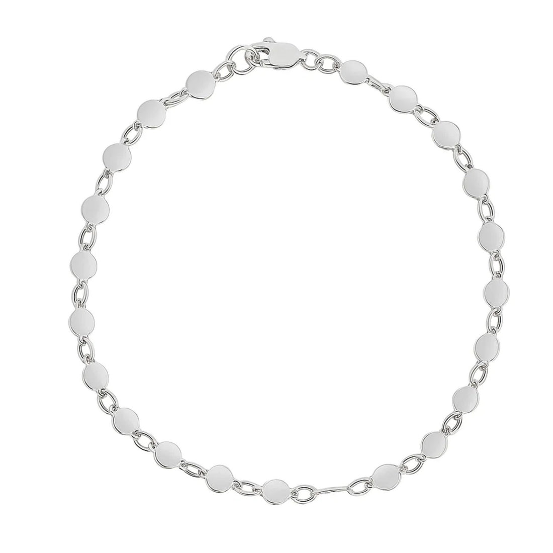 14k White Gold Bracelet with Polished Circles (4.00 mm)