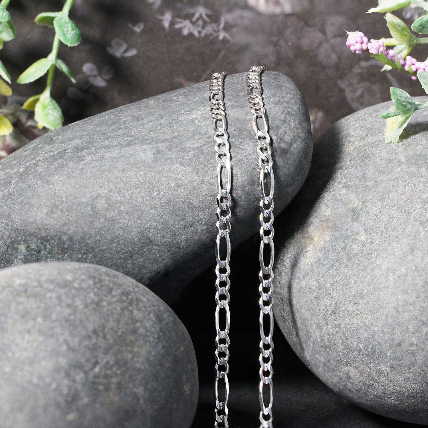 Chaîne Figaro en or blanc massif 14 carats (3,00 mm)