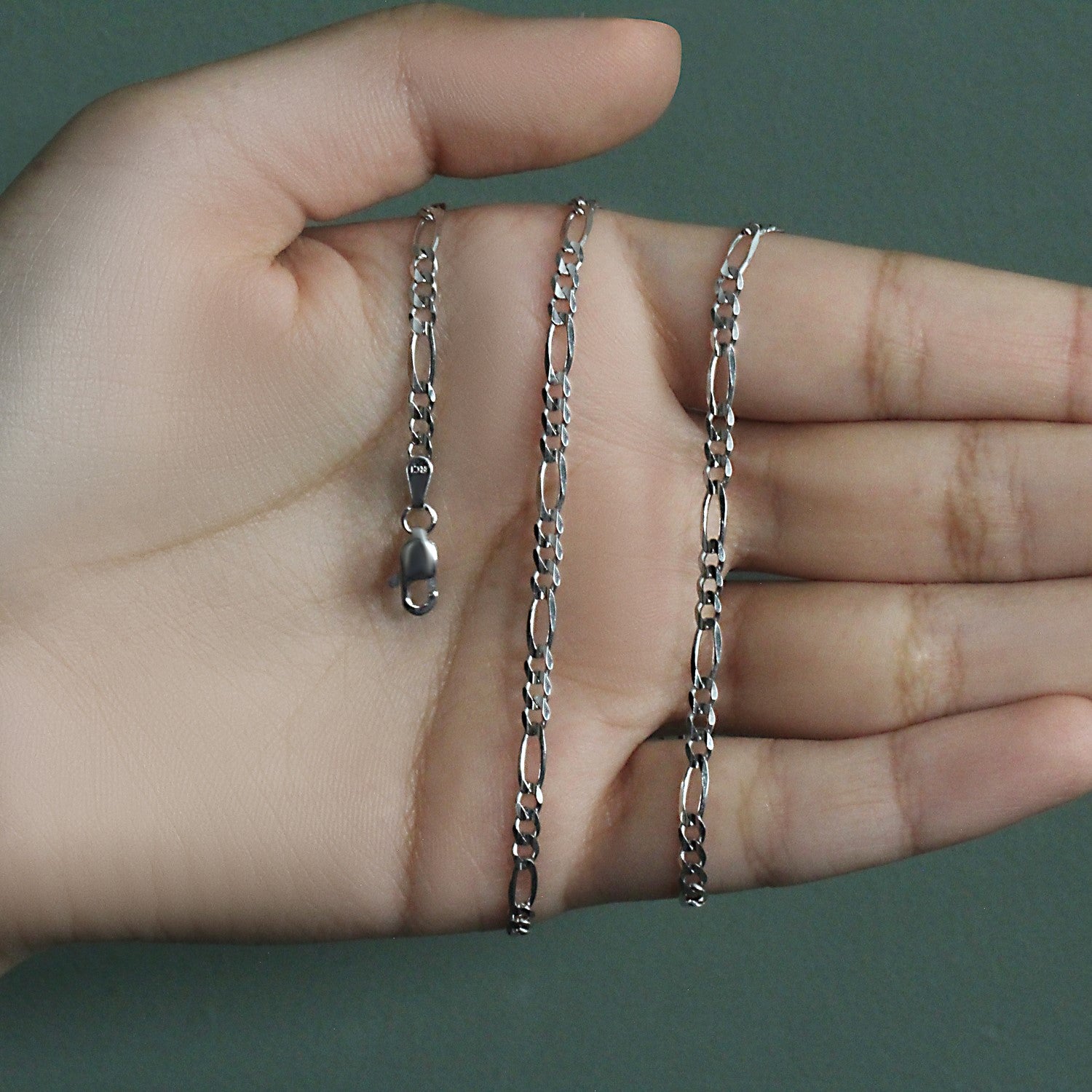 Chaîne Figaro en or blanc massif 14 carats (3,00 mm)