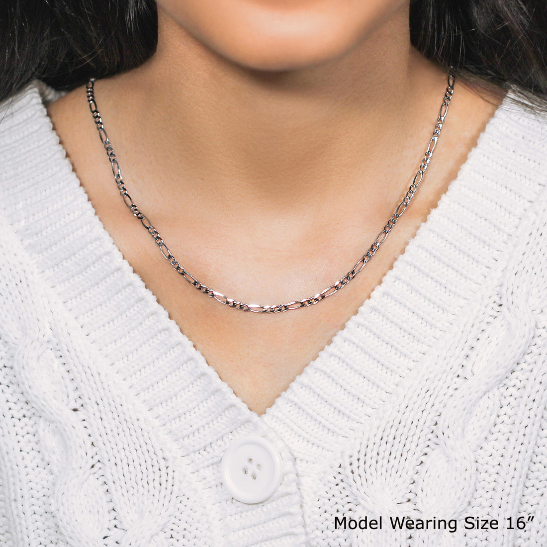 Chaîne Figaro en or blanc massif 14 carats (3,00 mm)