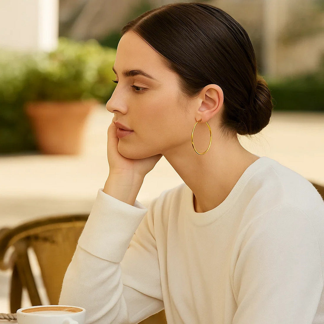 14k Yellow Gold Polished Hoop Earrings (1.5x45mm)