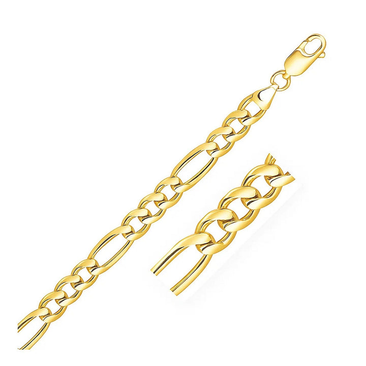 14k Yellow Gold Solid Figaro Bracelet (7.00 mm)