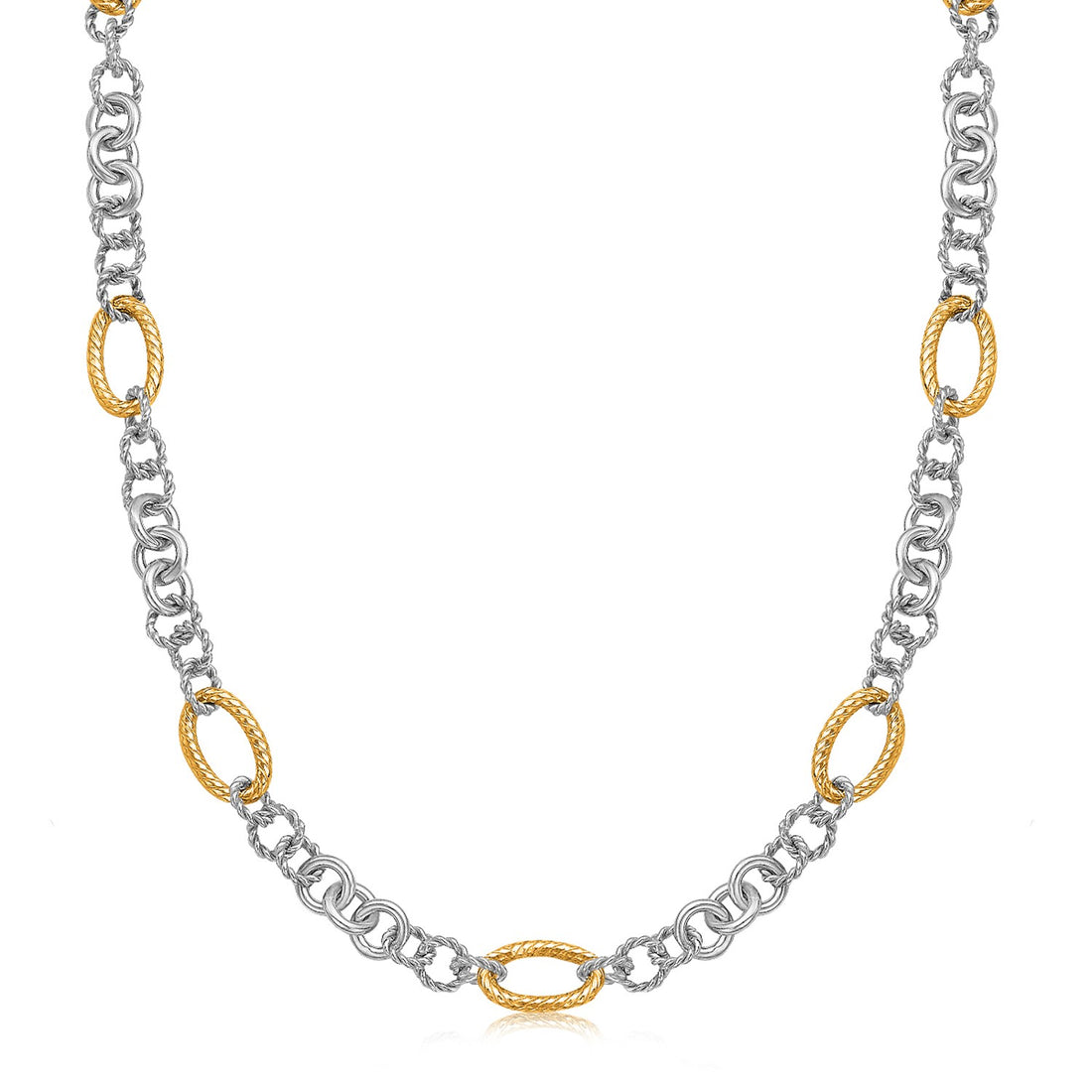 Collier à chaînes multi-styles en or jaune 18 carats et argent sterling rhodié