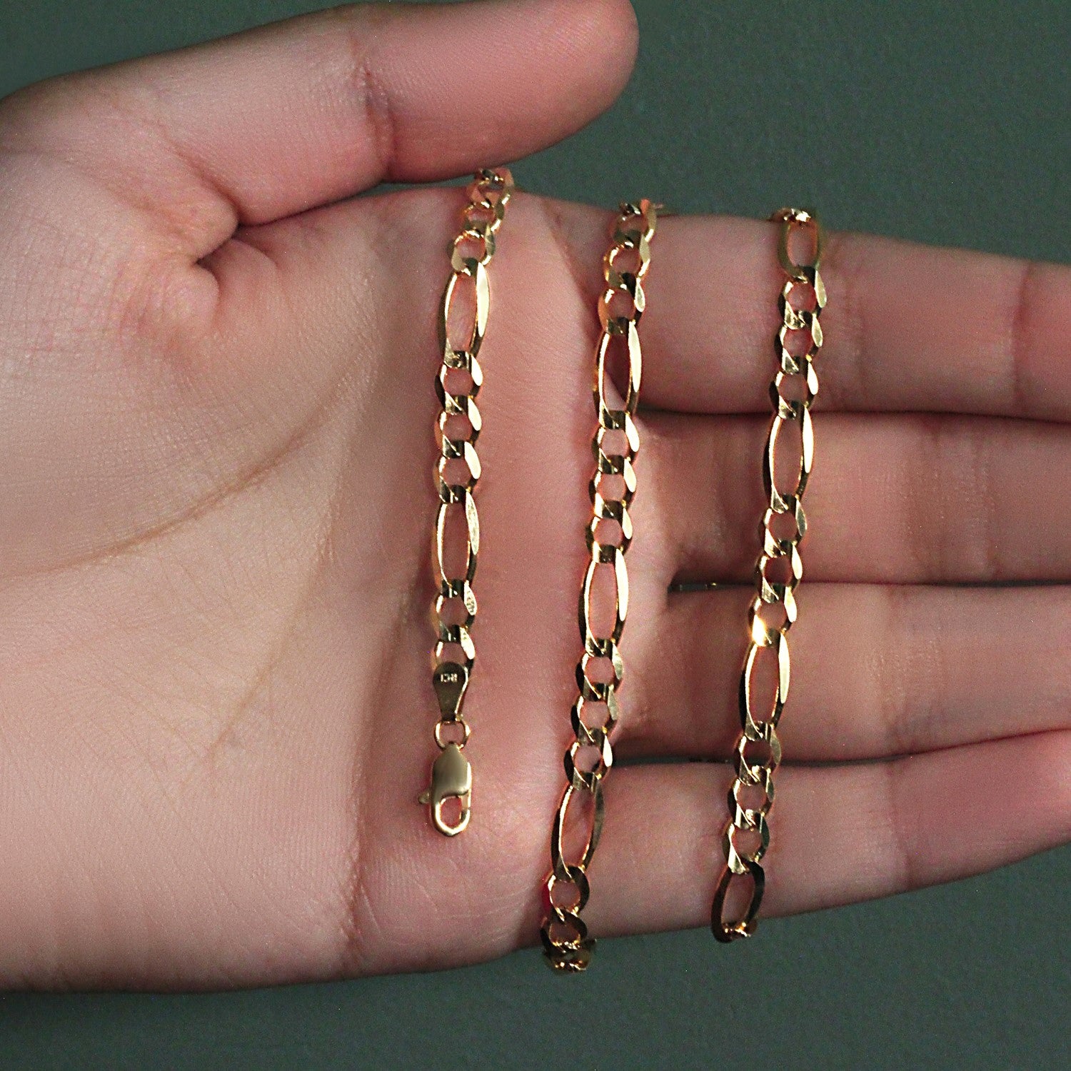 14k Yellow Gold Solid Figaro Chain (4.50 mm)