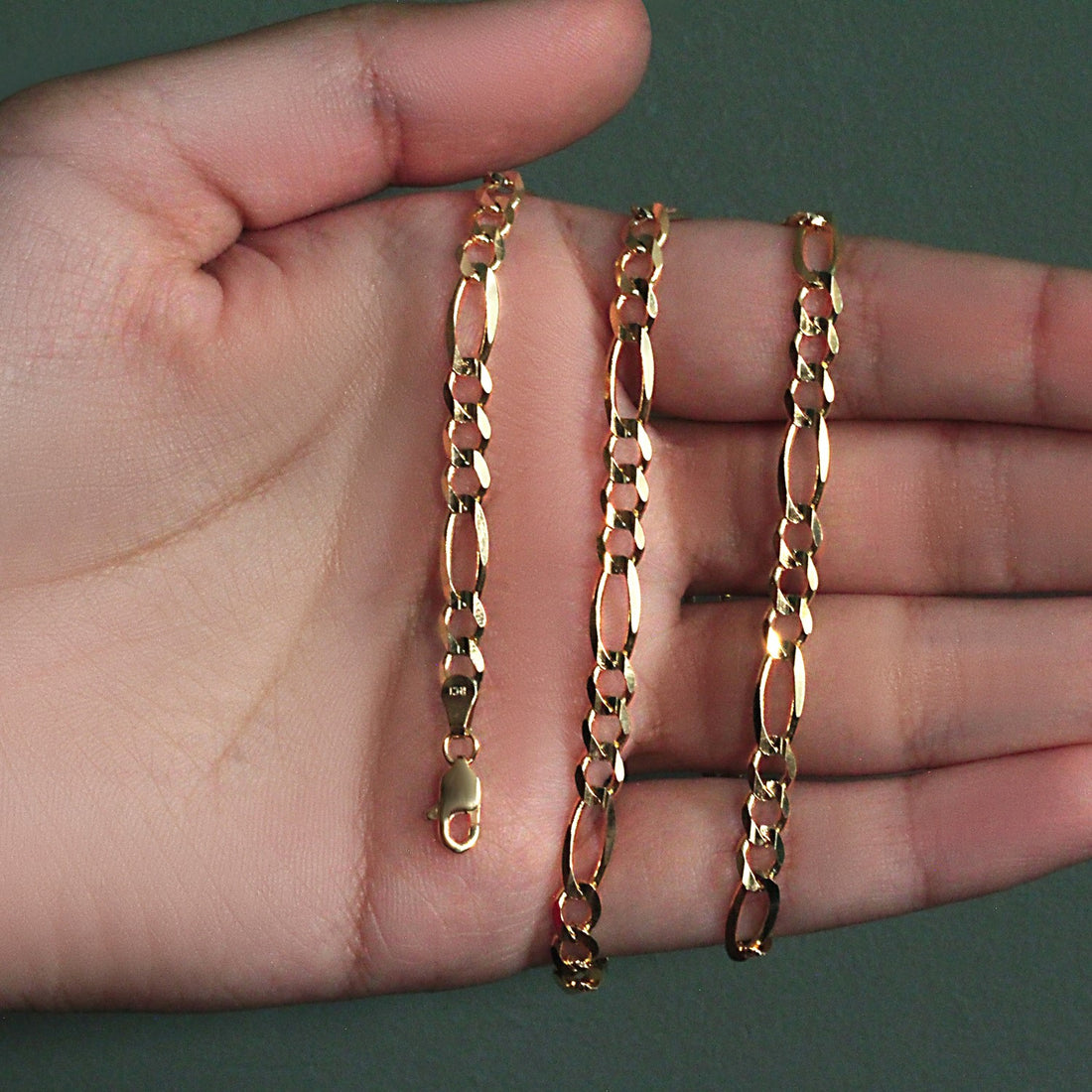 14k Yellow Gold Solid Figaro Chain (4.50 mm)