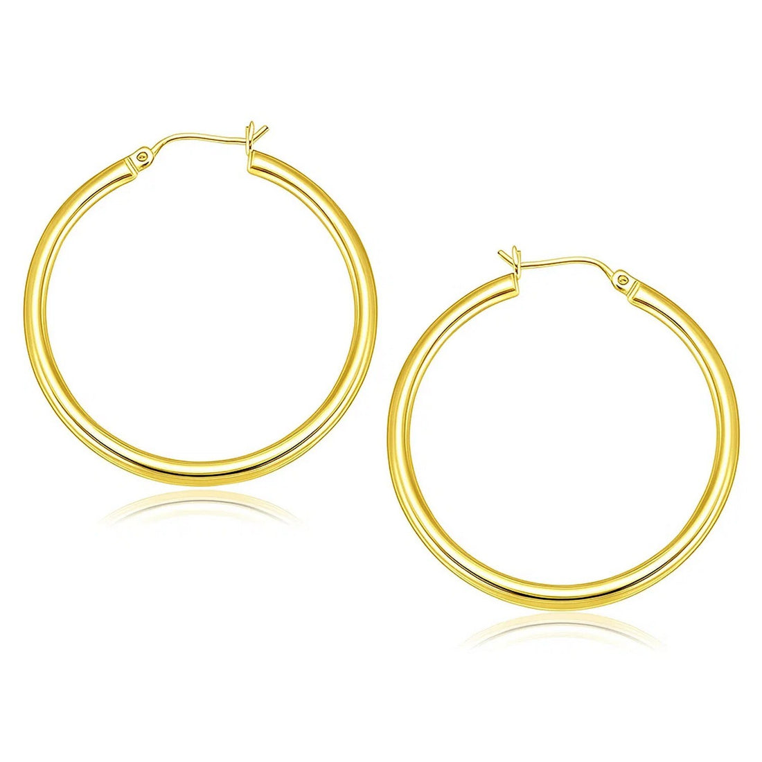 Boucles d'oreilles créoles polies en or jaune 14 carats (3 x 40 mm)