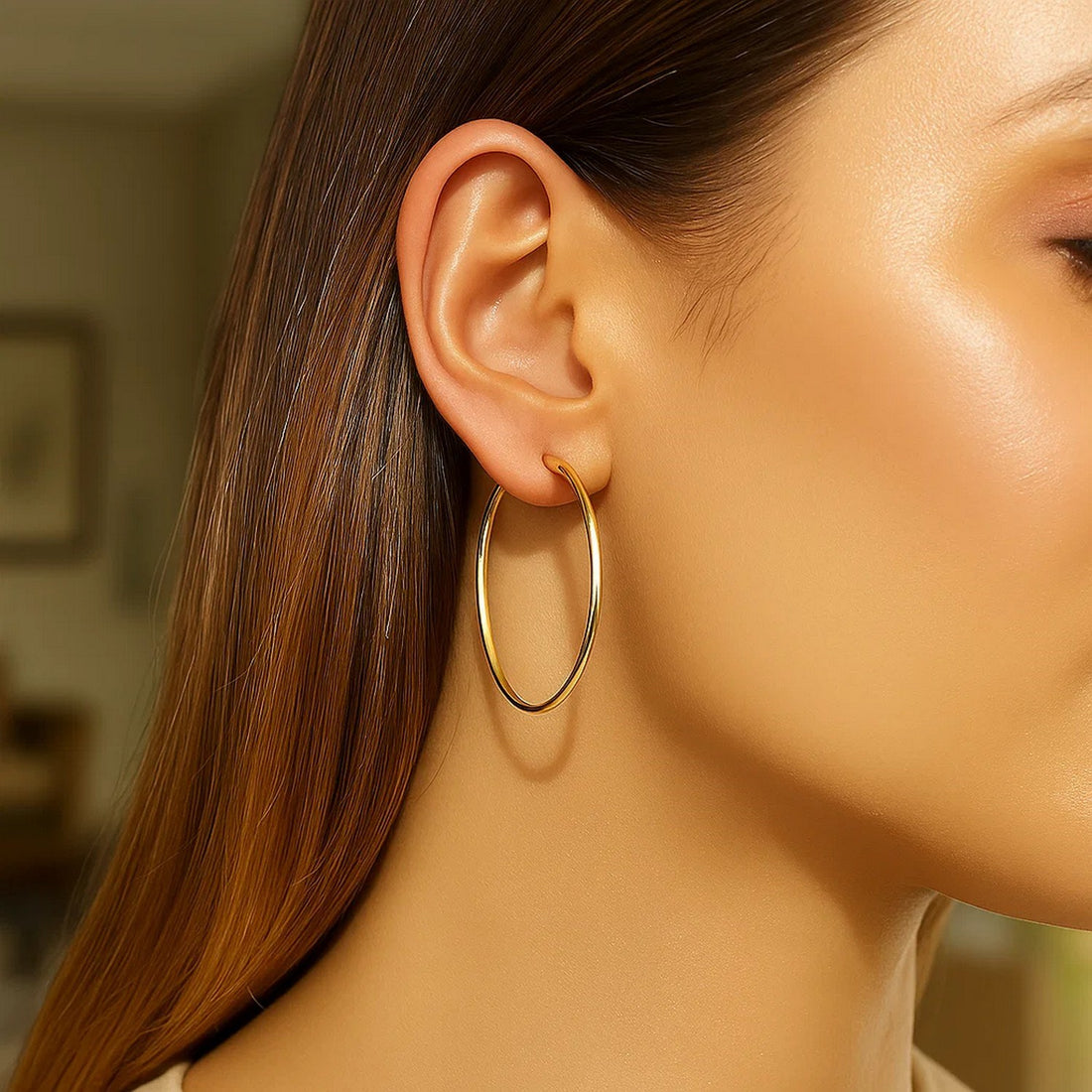 Boucles d'oreilles créoles polies en or jaune 14 carats (2 x 40 mm)